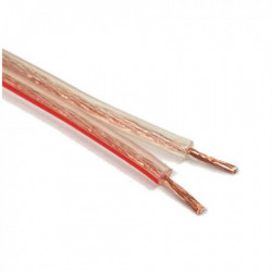 WIRE SPEAKER CABLE 2 X 0.5MM CLEAR WITH RED LINE 100M