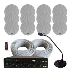 Office DSPPA Ceiling speaker complete PA Sound System installation kit - White