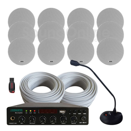 Office DSPPA Ceiling speaker complete PA Sound System installation kit - White Office DSPPA Ceiling speaker complete PA Sound System installation kit - White