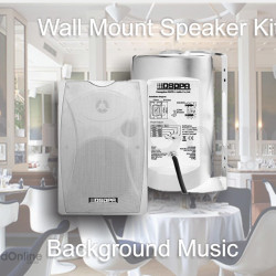 Restaurant Wall Mount DSPPA 6 Speaker Complete Sound Installation Kit - White