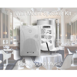 Restaurant Wall Mount DSPPA 6 Speaker Complete Sound Installation Kit - White