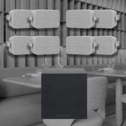 Restaurant / Pub Bluetooth Sound System Kit with 8 x White Wall Mount Speakers with Subwoofer